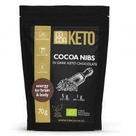 Cocoa - Kruszone ziarno kakao w czekoladzie keto bez dodatku cukru bezglutenowe BIO 70g