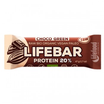 LifeFood | Baton czekoladowy proteinowy z białkiem konopnym i spiruliną raw bezglutenowy BIO 47g