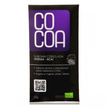 Cocoa | Czekolada surowa wiśnia-acai BIO 50g