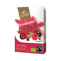 Liofilizowane maliny w gorzkiej czekoladzie fair trade bezglutenowe BIO 90g