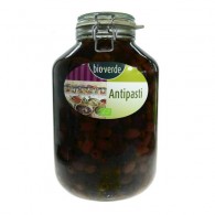 Bio Verde - Oliwki czarne kalamata bez pestek z ziołami w oleju BIO 4,55kg (słoik)