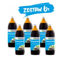 Zestaw 6x Czarny Bez bez cukru 1L