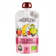 Rudolfs - Mus owocowy: jabłko, banan, truskawka i śmietanka BIO 110g