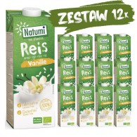 Natumi - 12x Napój ryżowo - waniliowy bez dodatku cukrów bezglutenowy BIO 1l
