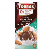 Torras - Czekolada mleczna z migdałami bez dodatku cukru 75g