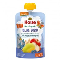 Holle - Mus w tubce niebieski ptak (gruszka-jabłko-jagoda-owies) bez dodatku cukrów od 6 miesiąca Demeter BIO 100g