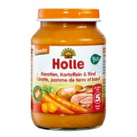 Holle - Obiadek marchew-ziemniak-wołowina bez dodatku cukrów bezglutenowy od 5 miesiąca Demeter BIO 190g