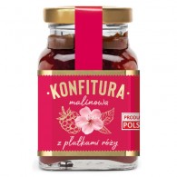Polska Róża - Konfitura malinowa z płatkami róży o obniżonej zawartości cukru 170g