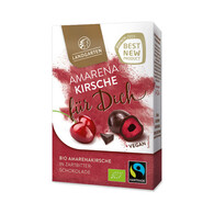 Liofilizowane wiśnie amarena w gorzkiej czekoladzie fair trade bezglutenowe BIO 90g