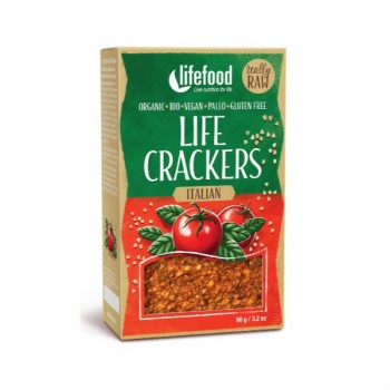 LifeFood | Krakersy gryczane z suszonymi pomidorami i bazylią raw bezglutenowe BIO 90g