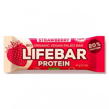 LifeFood | Baton truskawkowy proteinowy z białkiem ryżowym BIO 47g