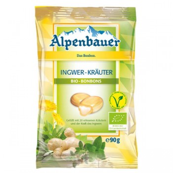 Alpenbauer | Cukierki z nadzieniem o smaku imbirowo-ziołowym vegan BIO 90g