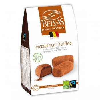 Belvas | Belgijskie czekoladki trufle z orzechami laskowymi bezglutenowe fair trade BIO 100g