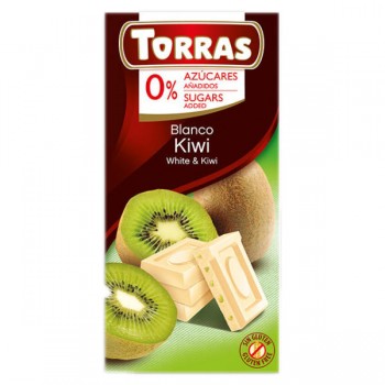 Torras | Czekolada biała z kiwi bez dodatku cukru 75g