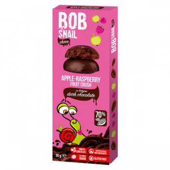 Eco-Snack | Bob Snail przekąska jabłkowo-malinowa w ciemnej czekoladzie 30g