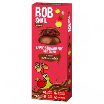 Eco-Snack | Bob Snail przekąska jabłkowo-truskawkowa w mlecznej czekoladzie 30g