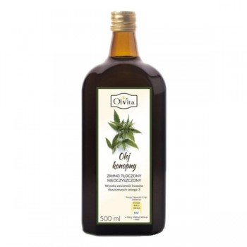 OlVita | Olej konopny tłoczony na zimno nieoczyszczony 500ml