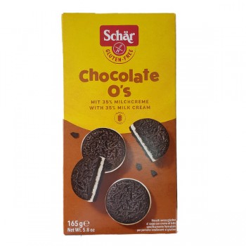 Schär | Chocolate O's - bezglutenowe herbatniki kakaowe z mlecznym nadzieniem 165g