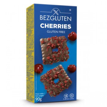 Bezgluten | Cherries - bezglutenowe herbatniki w czekoladzie z kawałkami wiśni 90g