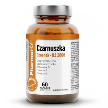 PharmoVit | Czarnuszka czosnek + D3 2000 60 kaps Softgel 