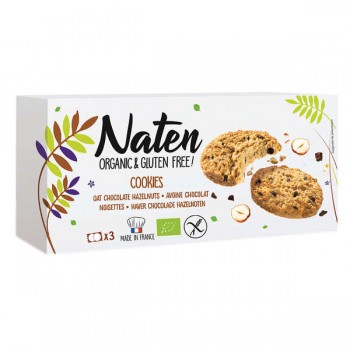 Naten | Ciastka owsiane z czekoladą i orzechami laskowymi bezglutenowe BIO 120g
