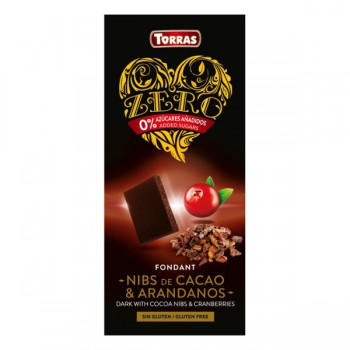 Torras | Czekolada gorzka z ziarnami kakao i żurawiną ZERO 125g