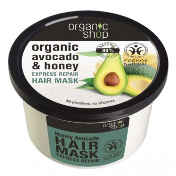 Organic Shop | Maska do włosów odbudowująca z miodem i awokado 250ml