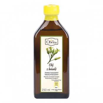 OlVita | Olej z lnianki (zwany rydzowym) tłoczony na zimno, nieoczyszczony 250ml