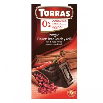 Torras | Czekolada gorzka z pieprzem, cynamonem i chilli bez cukru 75g