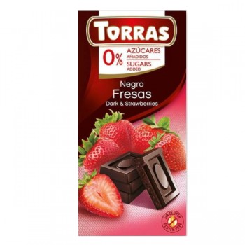 Torras | Czekolada gorzka z truskawkami bez cukru 75g