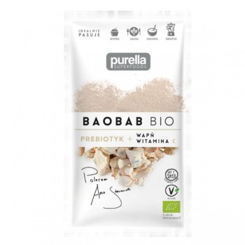 Purella Superfoods | Baobab BIO Prebiotyk Wapń + Witamina C 21g
