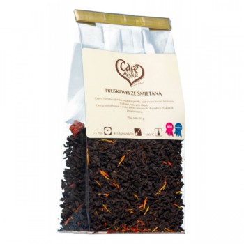 Cafe Mon Amour | Herbata liściasta czarna Truskawki ze śmietaną 50g