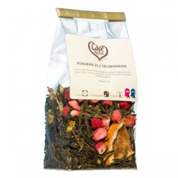 Cafe Mon Amour | Herbata liściasta zielona Pomarańcza z Truskawkami 50g