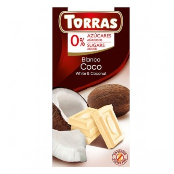 Torras | Czekolada biała z kokosem bez dodatku cukru 75g