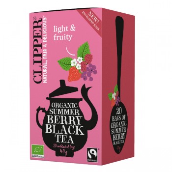 Clipper | Herbata czarna z czarną porzeczką maliną i truskawką Fair Trade BIO (20x2g) 40g