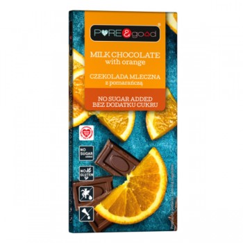 Pure&Good | Czekolada mleczna z pomarańczą bez dodatku cukru 75g
