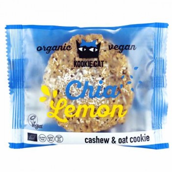 Kookie Cat | Ciastko wegańskie z nasionami chia o smaku cytrynowym bezglutenowe BIO 50g