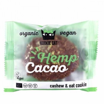 Kookie Cat | Ciastko wegańskie z nasionami konopi i kakao bezglutenowe BIO 50g