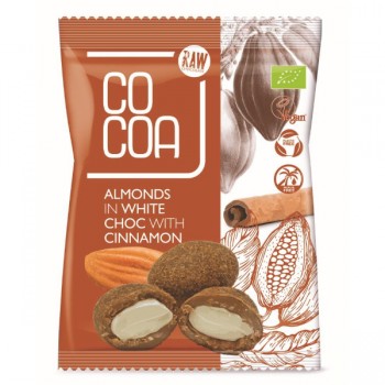 Cocoa | Migdały w białej polewie kokosowej z cynamonem BIO 70g