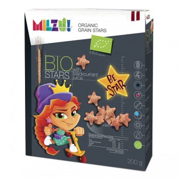 Milzu | Gwiazdki żytnio - owsiane o smaku czarnej porzeczki BIO 200g