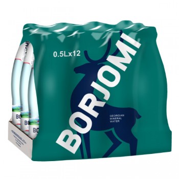 Borjomi | 12x Naturalna woda mineralna Borjomi 500 ml (butelka szklana)