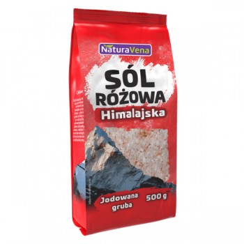 NaturaVena | Sól himalajska różowa grubo mielona jodowana 500g