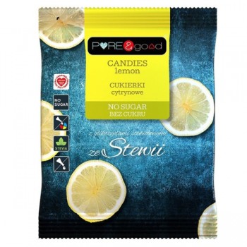 Pure&Good | Cukierki cytrynowe ze stewią B/C 50g