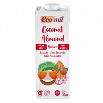Ecomil | Napój kokosowy z migdałami bez cukru bezglutenowy BIO 1l