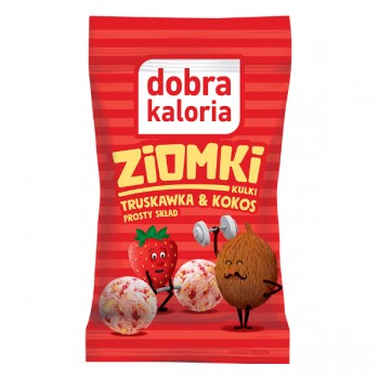 Dobra Kaloria | Kulki Ziomki przekąska kokosowa z truskawkami 24g