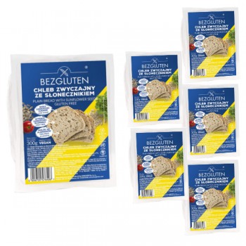 Bezgluten | 5x Bezglutenowy chleb zwyczajny ze słonecznikiem 300g
