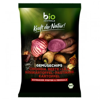 Bio Zentrale | Chipsy warzywne z pieprzem czarnym i solą morską bezglutenowe BIO 80g