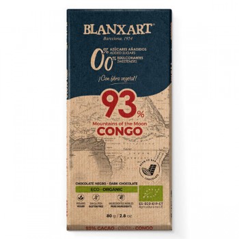 Blanxart | Czekolada gorzka 93% Kongo bez dodatku cukru i słodzików bezglutenowa BIO 80g