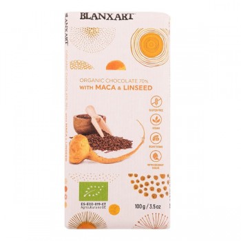 Blanxart | Czekolada gorzka 70% z maca i siemieniem lnianym bezglutenowa BIO 100g