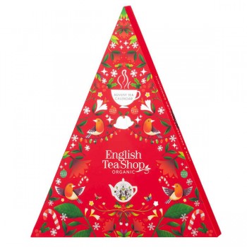 English Tea Shop Organic | Kalendarz adwentowy (herbaty i herbatki) BIO piramidki (red trangular 13 smaków) (25 x 2g) 50g